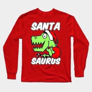 Santa Saurus Christmas Themed Dinosaur Santa Claus Mashup Design Long Sleeve T-Shirt